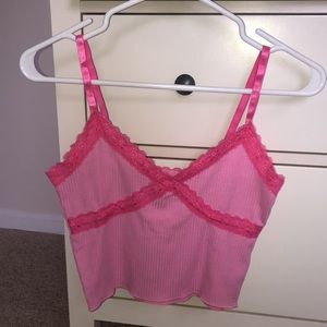 Pink lace tank top